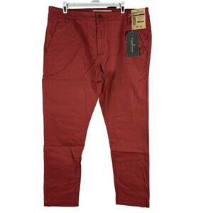 Tailor Vintage Mens Slim Fit Chinos Size 36x30 Stretch Fabric Cotton Blend Red